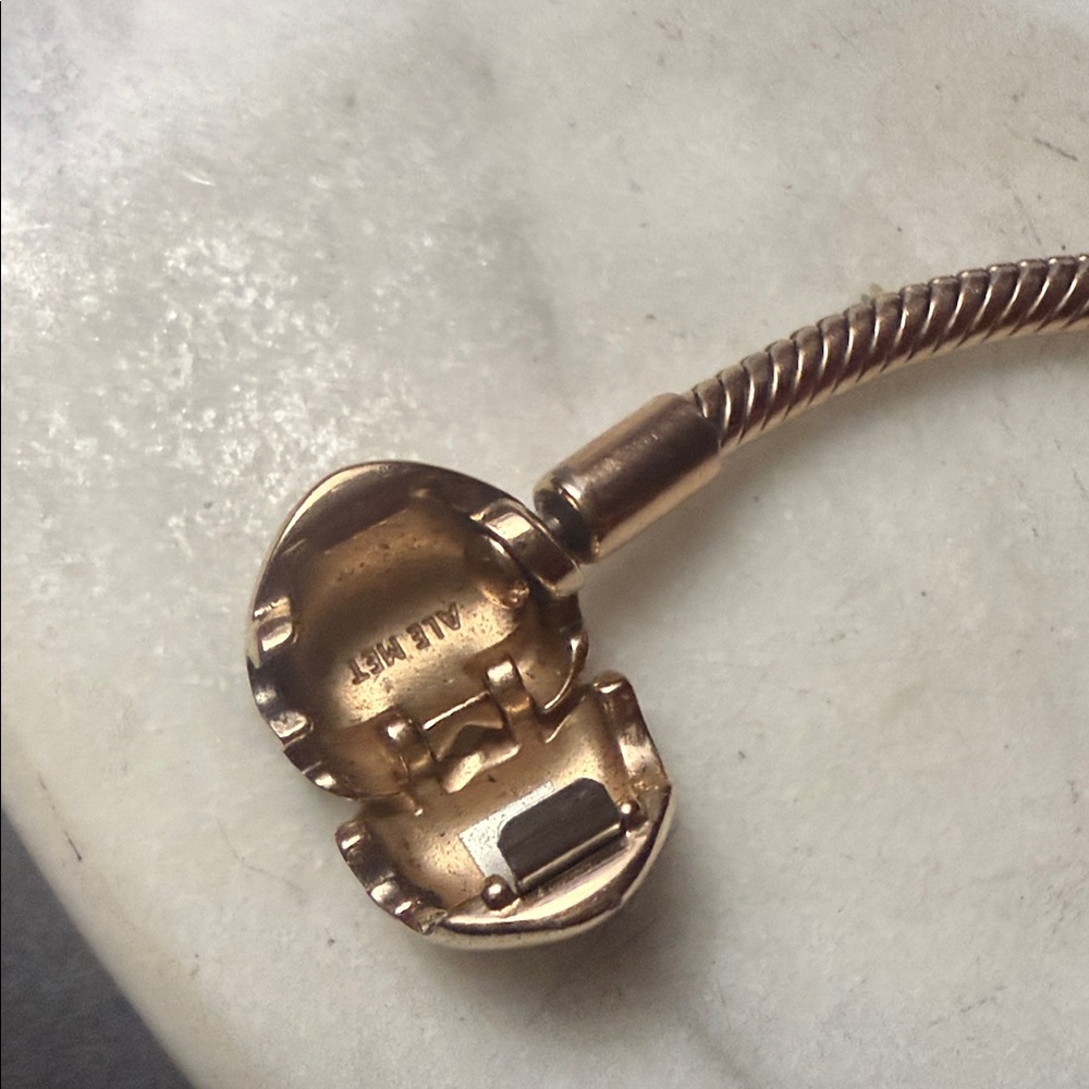 Pandora Rose Gold Tone Heart Clasp Snake Bracelet - Picture 5 of 9